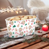 Globiz Karácsonyi fém kosár - házikó mintás - 19 x 11,5 x 9,5 cm