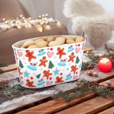 Globiz Karácsonyi fém kosár - mézeskalács mintás - 19 x 11,5 x 9,5 cm