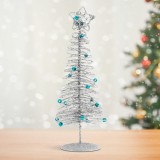 Globiz Karácsonyi, glitteres, fém karácsonyfa - 28 cm - ezüst