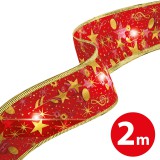 Globiz Karácsonyi LED-es szalag - piros - 2 m x 5 cm - 2 x AA