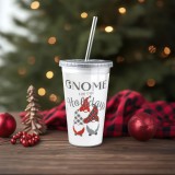 Globiz Karácsonyi pohár - szívószállal, tetővel - 473 ml - műanyag