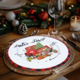 Globiz Karácsonyi tálca - fém - autós - fehér - 33 cm