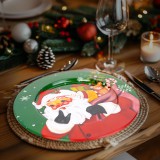 Globiz Karácsonyi tálca - fém - Mikulás - zöld - 33 cm