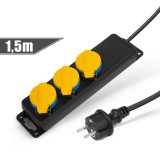 Globiz Kültéri elosztó fedéllel - 1,5 m - 3 x 230V - 3 x 1,5 mm2, gumi - IP44