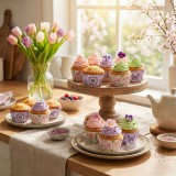 Globiz Muffin papír szett - tavaszi 100 db (25 x 4 szín) - 7 x 5 x 3,2 cm