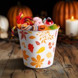 Globiz Őszi dekoráció - fém kaspó, vödör - leveles - 15 x 13,7 cm