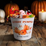 Globiz Őszi dekoráció - fém kaspó, vödör - tökös - 15 x 13,7 cm