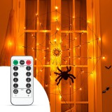 Globiz Pókháló fényfüggöny pókkal - melegfehér 60 db LED - USB-s