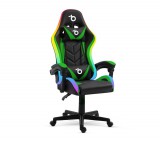 Globiz RGB LED-es gamer szék - karfával, párnával - fekete / zöld