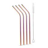 Globiz Rozsdamentes acél szívószál szett - titán szivárványos - 215 x 6 mm - 5 részes