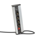 Globiz Sarokelosztó - kapcsolós - 4 x 250V, 16A - 2 x USB, 2,1A - alumínium ház