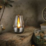 Globiz Szolár lámpa - gyertya - lángeffekt - 1 melegfehér LED - 6 x 9 cm