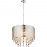 GLOBO 15188H3 AMY Függeszték , 60W , E27 , nikkel matt , textil , akril kristályok , ezüst