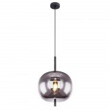 GLOBO 15345H1 BLACKY Függeszték fekete fém, füstszínű üveg búrával. Ø:300, H:1200, exkl. 1xE27 60W 230V