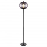 GLOBO 15345S BLACKY Állólámpa fekete fém, füstszínű üveg búrával. Ø:300, H:1600, exkl. 1xE27 60W 230V