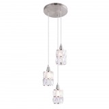 GLOBO 15760-3 WOLLI Függeszték nikkel matt, üveg-kristály búrával. Ø:250, H:1200, exkl. 3xE14 40W 230V