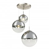 GLOBO 15851-3 VARUS Függeszték , 40W , 3x E27 , nikkel matt , króm , üveg