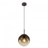GLOBO 15865 VARUS Függeszték fém barna mennyezetrózsa borostyán színű üveg búrával szerelve. Ø:200, H:1200, exkl. 1xE27 40W 230V