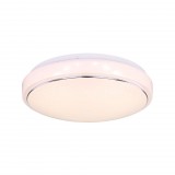 GLOBO 48408-18 KALLE Mennyezeti lámpa fém fehér talp, akril opál búrával, króm dekorral és csillogó effekt.. Ø:285, H:75, inkl. 1xLED 18W 230V, 1100lm, 3000K