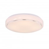 GLOBO 48408-24 KALLE Mennyezeti lámpa fém fehér talp, akril opál búrával, króm dekorral és csillogó effekt.. Funkciók: fényerőszabályzó, színhőmérséklet váltó, távirányító. Ø:375, H:75, inkl. 1xLED 24W 230V, 1450-1900lm, CCT 3.000-6000-4.000