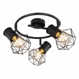 GLOBO 54017-3 PRISKA Spotlámpa fém fekete rácsos búrával.