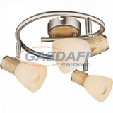 GLOBO 54352-3 GYLFI Mennyezeti lámpa, 40W, 3x E14, faipari, nikkel matt, üveg