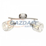 GLOBO 54356-2 KRIS Mennyezeti lámpa, 40W, 2x E14, nikkel matt, króm, üveg kristály