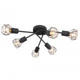GLOBO 54802S-6 XARA I Mennyezeti lámpa fém fekete, fekete fém rács búrával. Ø:630, H:180, exkl. 6xE14 40W 230V