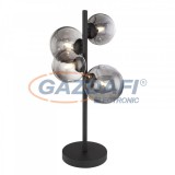 GLOBO 56133-4T RIHA Asztali lámpa fém fekete váz, füstszínű búrával. Búra méretek: 2x8cm, 2x10cm, inkl. 10485 LED LM, HxSZxM:240x190x480, inkl. 4xG9 LED 3,5W 230V, 80lm, 3000K