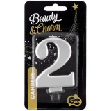 Godan Ezüst színű születésnapi gyertya, 8 cm - 2