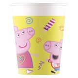 Godan Peppa malac: 8 darabos papírpohár szett - 200 ml, sárga