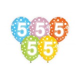 Godan Színes, pöttyös számos lufi 5 darabos szett - 5