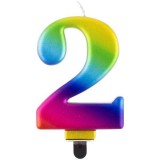 Godan Szivárvány színű születésnapi gyertya, 8 cm - 2