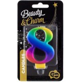 Godan Szivárvány színű születésnapi gyertya, 8 cm - 8
