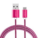 GoGEN Type-C USB kábel, 1m, borított - bordó szín Lightning adat és töltő csatlakozó kábel, 1 m, USB 2.0 A – USB-C villa, külső borítás, fémes konnektorok