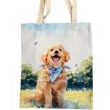 Golden retriver kölyök a réten mintás vászontáska