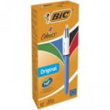 Golyóstoll, 0,32 mm, nyomógombos, négyszínű, BIC "4 Colours Original"