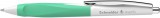 Golyóstoll, 0,5 mm, nyomógombos, fehér-menta szín&#369; tolltest, schneider "haptify", kék 135334