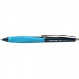 Golyóstoll, 0,5 mm, nyomógombos, sötétkék-ciánkék színű tolltest, SCHNEIDER "Haptify", kék
