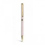 Golyóstoll, 0,8 mm, arany színű klip, rózsaszín tolltest, FILOFAX "Confetti", kék