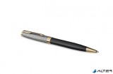 Golyóstoll, 1 mm, metál fekete tolltest, arany klip, PARKER "Royal Sonnet Premium", fekete