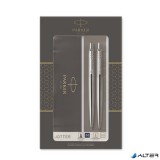 Golyóstoll és nyomósirón szett, díszdoboz, rozsdamentes acél tolltest, PARKER "Royal Jotter", kék