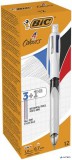 Golyóstoll, háromszínű, nyomósirónnal egyben, BIC "4 Colours"