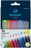 Golyóstoll készlet, 0,5 mm, kupakos, SCHNEIDER "Vizz", vegyes színek