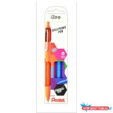 Golyóstoll nyomógombos 0,35mm, Pentel iZee 4 db-os kék,pink,lila,narancs