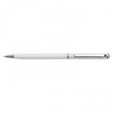 Golyóstoll, SWAROVSKI® kristállyal, aquakék kristállyal,  13 cm, ART CRYSTELLA, fehér