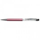 Golyóstoll, SWAROVSKI® kristállyal, érintővel, felül fehér kristályokkal, 14 cm, ART CRYSTELLA, világos lila