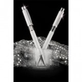 Golyóstoll, SWAROVSKI® kristállyal, fehér, középen fehér kristályokkal töltve, 14cm, ART CRYSTELLA