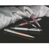 Golyóstoll, SWAROVSKI® kristállyal, felül fehér kristályokkal, 14 cm, ART CRYSTELLA, világos lila