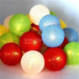 Gömb alakú 6cm/színes fonott/3m/több színű/20db LED-es/USB-s fénydekoráció (IRIS_104-25)